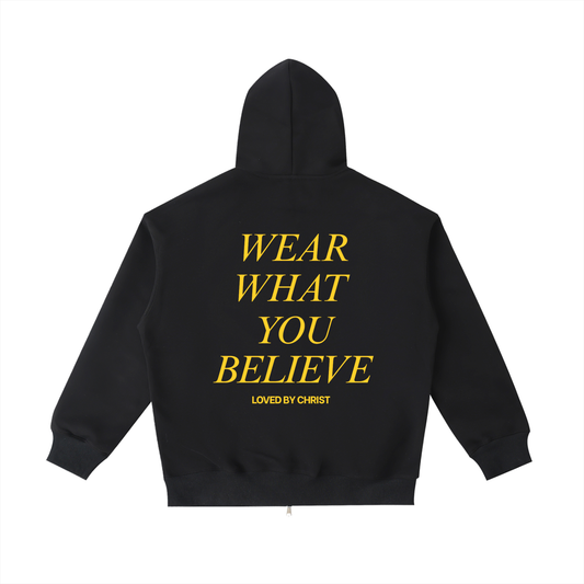 “Loved by Christ” Essential Heavyweight Hoodie [Black]