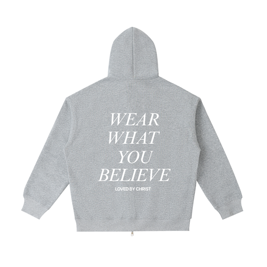 “Loved by Christ” Essential Heavyweight Hoodie [Grey]